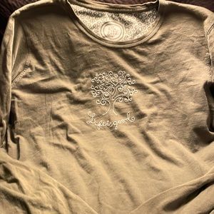 Green Long Sleeve Life Is Good embroidered too